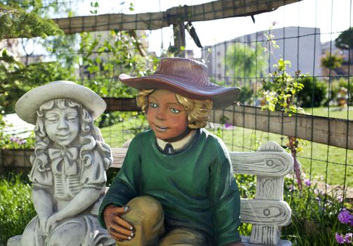 Painted statue in the garden