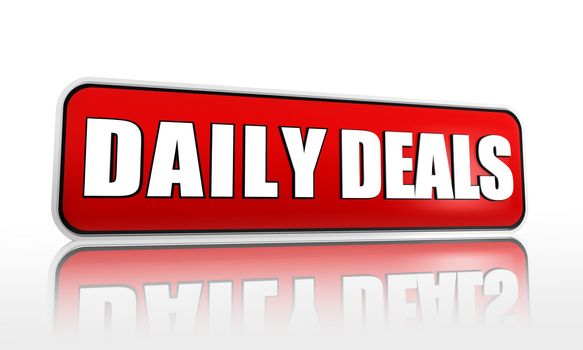 daily deals button - 3d red banner with white text, business concept