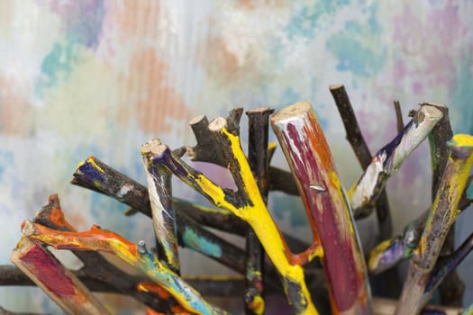 Photo of colorful wooden sticks