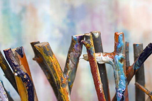 Photo of colorful wooden sticks