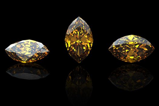  Marquis. Citrine. Collections of jewelry gems on black background