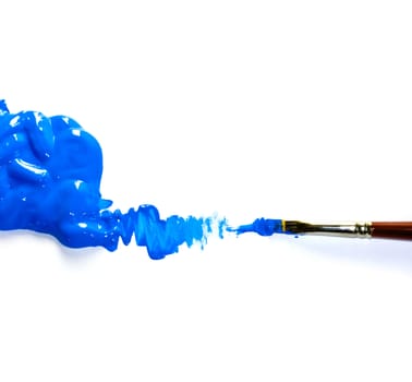 Paintbrushes with Blue Colors on white