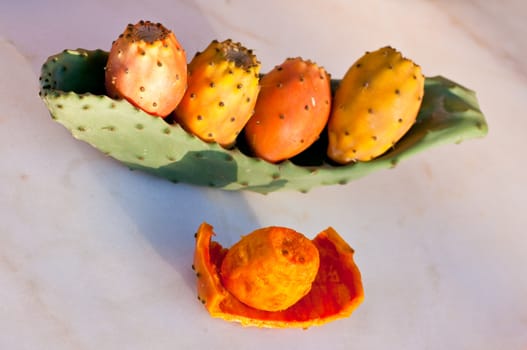 Fresh sicilian peeled prickly pear