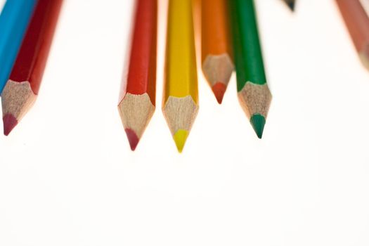 A lot of Colorful pencil on a white background