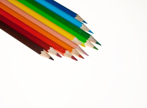 A lot of Colorful pencil on a white background