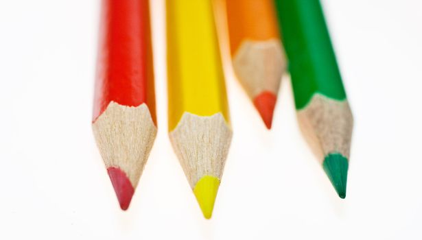 A lot of Colorful pencil on a white background