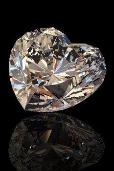 Brilliant shape of heart  on black background. Cognac diamond 