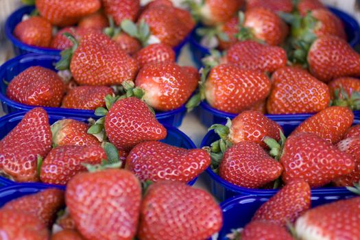 Fresh strawberry inside a plastic basket