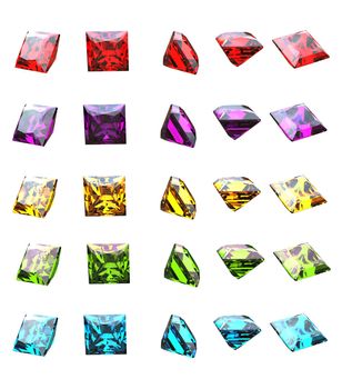 Jewelry gems shape of square on white background.