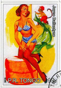 TONGO - CIRCA 2010: stamp printed by Tongo, shows Pin-up girl, by Joyce Ballantyne, circa 2010