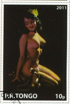TONGO - CIRCA 2011: stamp printed by Tongo, shows Pin-up girl, by Earl MacPherson, circa 2011