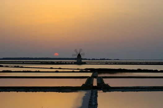 Windmill at Marsala, Saline, in Sicily Italy