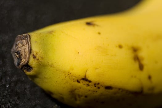 Banana detail on a black background