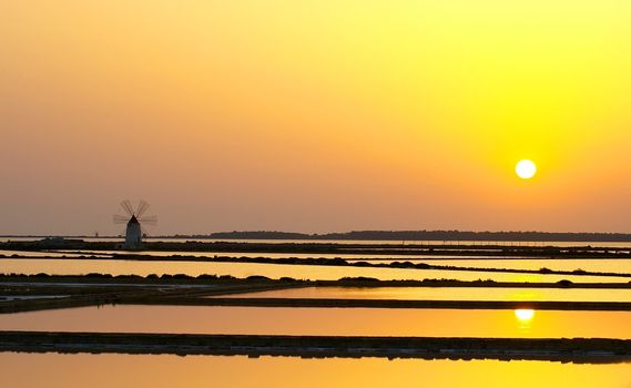 Windmill at Marsala, Saline, in Sicily Italy