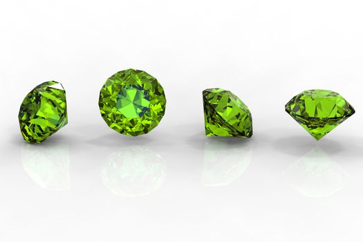 Round  peridot isolated on black background. Gemstone