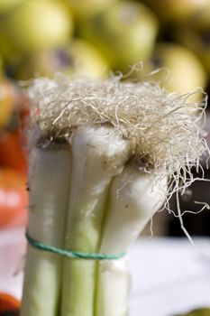 Close up of bunch of leeks