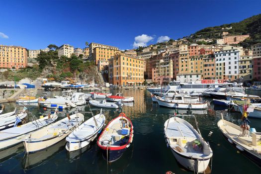 small harbor in Camogli, ancient little town in Liguria, Italy