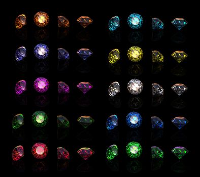 Collections of gems isolated on white background. Gemstone