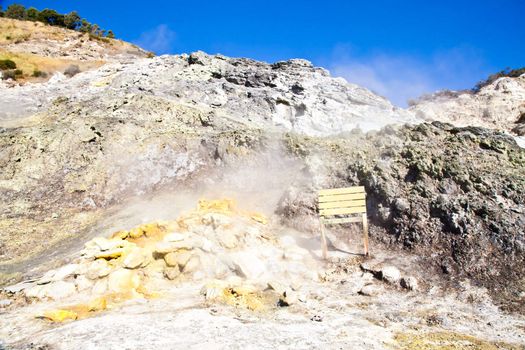 Pozzuoli, Italy. Solfatara area, volcanic crater still in activity.