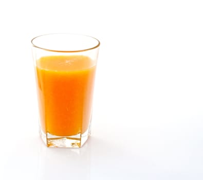 Orange juice on white background