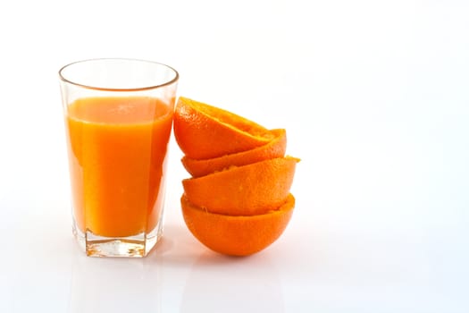Orange juice on white background