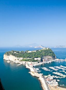 View of Naples Gulf from Pozzuoli. Ischia and Procida Isles on the orizont line.