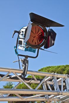 Reflector in an outdoor theater with blue sky background