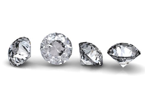 Collection of round diamond  isolated on white background 