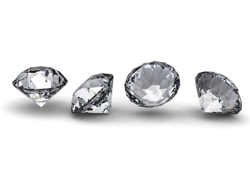 Collection of round diamond  isolated on white background 