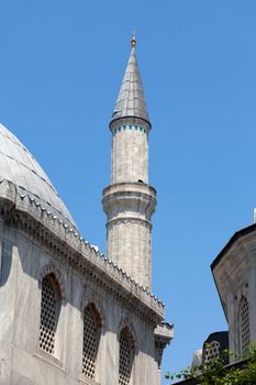 Istanbul - one of minarets Hagia Sophia. Turkey