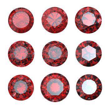 Round garnet isolated on white background. Gemstone