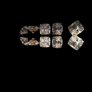 Square cognac diamond isolated on black background. Gemstone