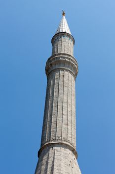 Istanbul - one of minarets Hagia Sophia. Turkey