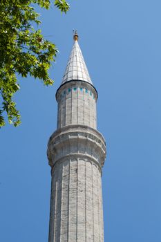 Istanbul - one of minarets Hagia Sophia. Turkey