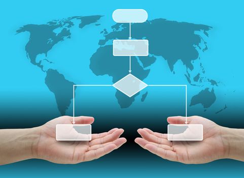 blank business decision tree diagram in hand for business decision concept