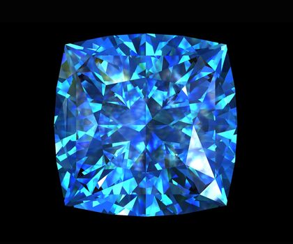 Jewelry gems shape of square on black background, Swiss blue topaz