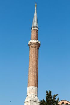 Istanbul - one of minarets Hagia Sophia. Turkey
