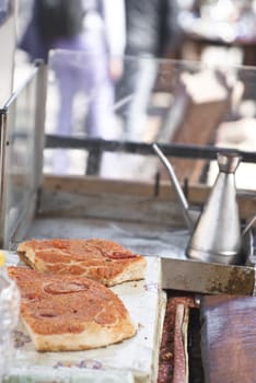 Two pieces of sicilian traditional pizza sfincione