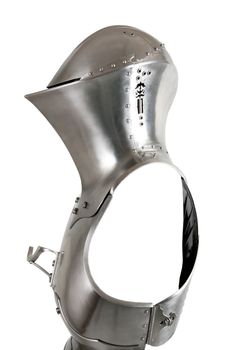 Armour of the medieval knight. Metal protection of the soldier against the weapon of the opponent