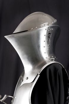 Armour of the medieval knight. Metal protection of the soldier against the weapon of the opponent