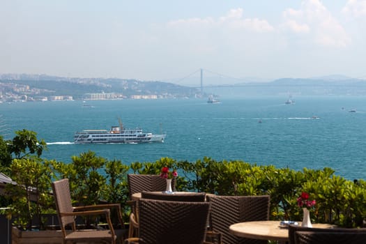 Istanbul - the view on the strait Bosphorus from the palace Topkapi