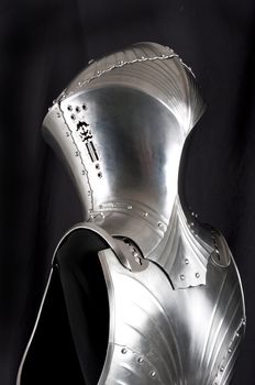 Armour of the medieval knight. Metal protection of the soldier against the weapon of the opponent