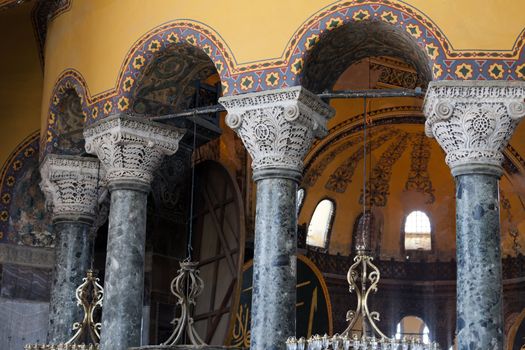 Interior of the Hagia Sophia in Istanbul. Turkey 