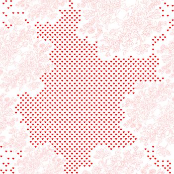 Valentine's day card pattern with hearts and flowers