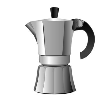 silver classic esspresso and metal cup isolated on white, retro objects