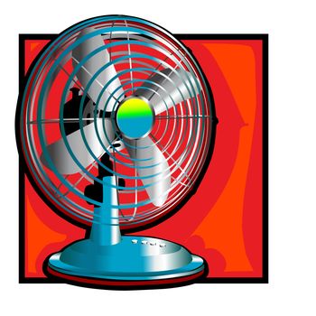 retro wind fan clip art with a short pedestal