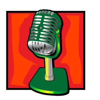 retro microphone clip art with a decorative star 