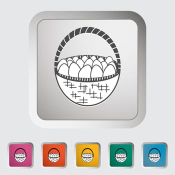 Basket of eggs single icon. Vector illustration.