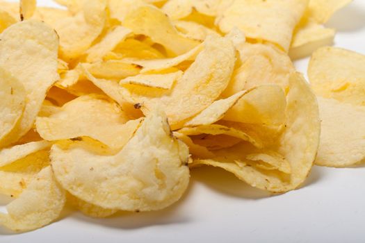 potato chips isolated on white background 