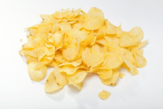 potato chips isolated on white background 